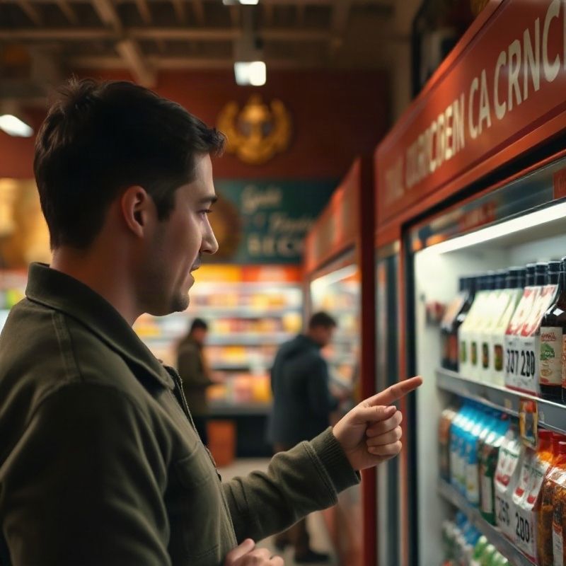 Zákazník si prohlíží cenovky v českém supermarketu